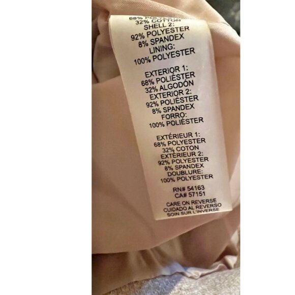 Tommy Hilfiger Suit Jacket Blazer Women's 16 Beige Elbow Patches Shoulder Pads - Picture 9 of 10